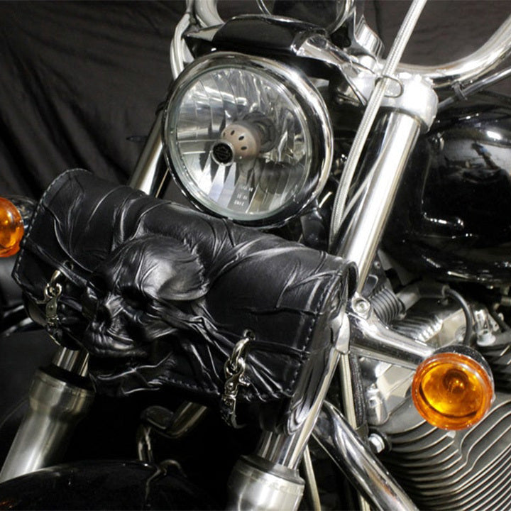 BLACK MOTORCYCLE FORKBAG