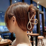 Half bow pearl hair clip