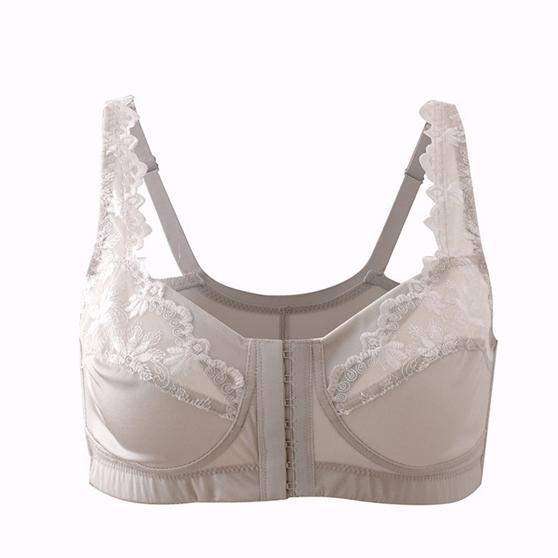 Floral Embroidered Strap Front Button Bra